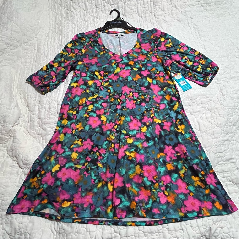 Women’s Pioneer Woman NWT XL (16-18) Vneck Puff 3/4 Sleeve Floral Dress